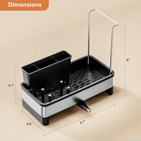 Nouveau support d'évier de cuisine en acier pour éponge et accessoires de robinet, organisateur de comptoir domestique avec porte-serviettes