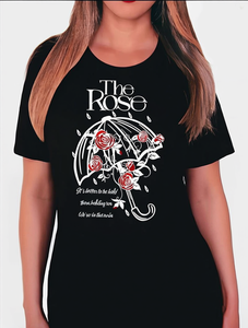 T-shirt da donna taglie forti The Rose, girocollo, manica corta, stampa floreale, linea ad H, top casual 100% cotone, per tutte le stagioni - Product Image 1