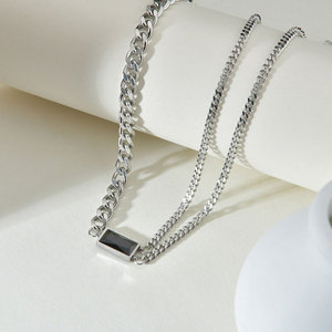 Delicado Collar de Acero Inoxidable 316L para Mujer, Joyería Fina, Collar con Diamantes Negros para Mujer y Hombre - Product Image 2