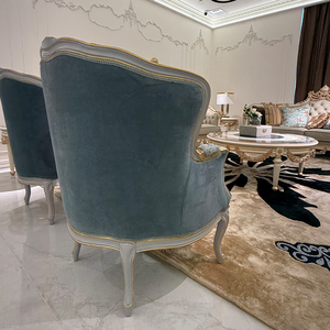 <span class=keywords><strong>Fauteuil</strong></span> d'appoint de salon Versailles <span class=keywords><strong>Louis</strong></span> <span class=keywords><strong>XV</strong></span>, style provincial français, sculpté à la main, doré, avec <span class=keywords><strong>tissu</strong></span> jacquard damassé festonné en velours - Product Image 3