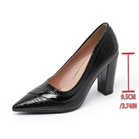 Chaussures de travail à bout pointu, à talon épais, chaussures à bouche peu profonde pour femmes, talons hauts sexy à motif serpent pour femmes
