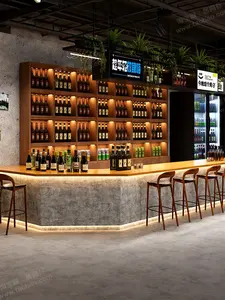 Mostrador de Recepción Comercial de Estilo Industrial <span class=keywords><strong>Vintage</strong></span>, MDF, Forma de L, Multifuncional, Esquinero, para Bar, Caja, Restaurante de Barbacoa - Product Image 6