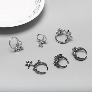 <span class=keywords><strong>Anello</strong></span> Regolabile Y2K con Stella e Luna, 6 Stili, Gotico Punk, Argento/Nero, per Gioielli Estetici, Regalo all'Ingrosso - Product Image 6