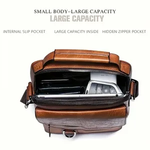 Sac messager en cuir PU noir pour homme <span class=keywords><strong>Vicuna</strong></span> – Style vintage très tendance, sac à bandoulière durable et élégant - Product Image 3