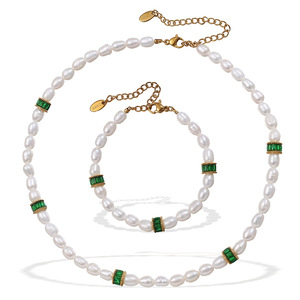 Freshwater Pearl Necklace And <b>Bracelet</b> <b>Set</b> For Women Irregular Bezel Setting Everyday Wear - Product Image 5