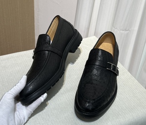 Mocasines de Piel de Avestruz Premium para Hombre, Zapatos de Vestir Negros para Negocios y Uso Diario - Product Image 5