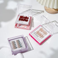 Boîte d'emballage vide pour ongles par pression avec logo personnalisé en gros Boîtes de faux ongles en plastique à double couche pour ongles artificiels