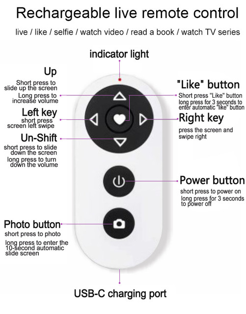 Wireless Mobile Phone Selfie Rechargeable for Tiktok Facebook Youtube Photography Hot Sale Page Turner Remote Control