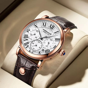 POEDAGAR 986 Top 10 marcas chino hombre reloj de cuarzo traje banda de cuero 3 diales crono en stock fabricante de relojes de negocios - Product Image 4