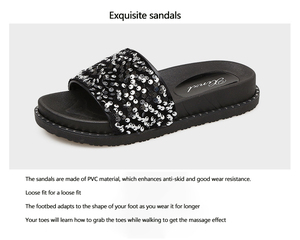 Sandalias de mujer para dama, planas, con punta redonda, de malla china, con cristales, perlas y lentejuelas, pantuflas para mujer, venta al por mayor - Product Image 4