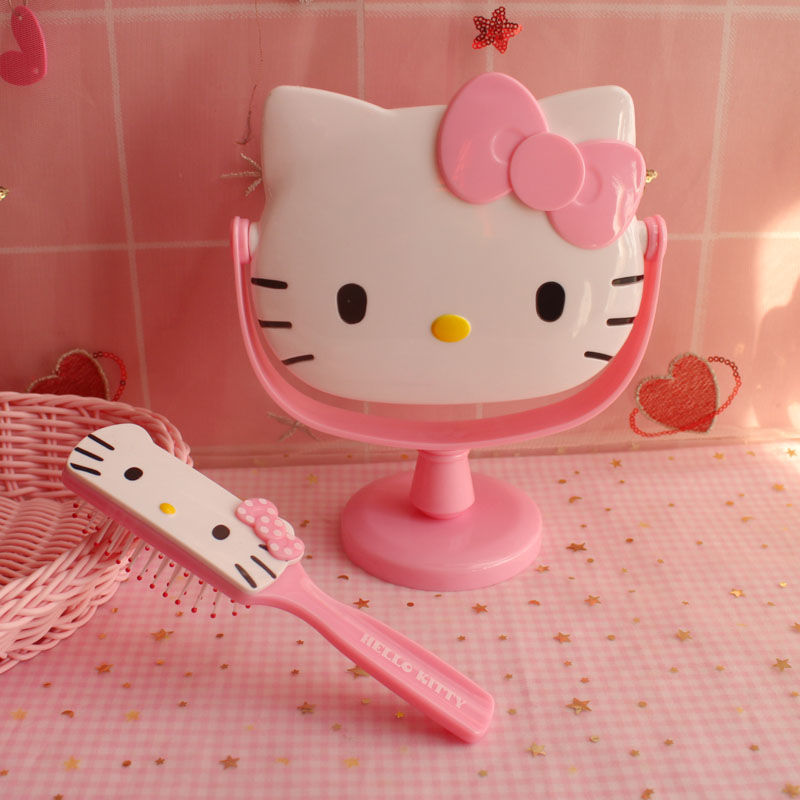 Настольное зеркало Kawaii Hello Kitty, одностороннее вращающееся зеркало принцессы, студенческое зеркало для макияжа, портативное, оптовая продажа