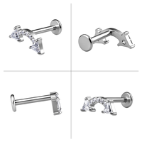 Piercing Labret en Titane ASTM F136 à Filetage Interne avec Zircon pour Hélix, Tragus, Lèvre – Bijou de Corps Fin pour Mariages et Cadeaux