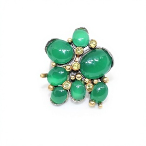 Designer Multi Stone Peridot and Onyx Gemstone Jewelry Gold Plated 925 Sterling Silver Black Rhodium <b>Ring</b> - Product Image 1
