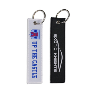 Porte-clés en tissu avec anneau porte-clés, design OEM, logo de marque personnalisé, tissé, pour promotion - Product Image 4