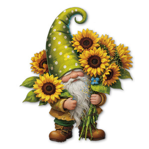 Custom Sunflower Gnome Irregular Wooden Jigsaw Puzzle L Size Adult Unique Shape DIY <b>Game</b>, Support Custom Image & Logo Printing - Product Image 1