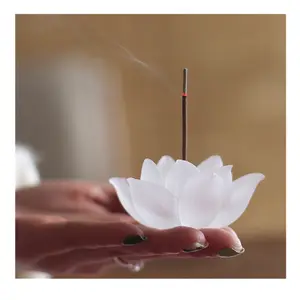 Porte-encens en cristal en forme de fleur de Lotus, bâton, combustion, encens