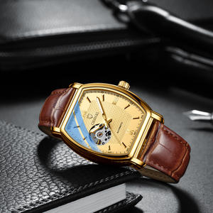 Montre pour homme, cadran gravé, montre pour homme, 8383D, montre en cuir véritable de forme tonneau, montre mécanique automatique tourbillon pour homme - Product Image 2