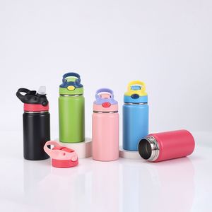 Gobelet isotherme pour enfants en acier inoxydable à double paroi, 12 oz, avec logo personnalisé, couvercle pop-up à paille, isolation 12-24 heures, cadeau - Product Image 2