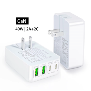 Cargador de Pared Ultra Delgado HNT, 40W GaN, Carga Rápida, Enchufe Plegable, 4 Puertos USB C, <span class=keywords><strong>para</strong></span> Móviles <span class=keywords><strong>iPhone</strong></span>, Ideal <span class=keywords><strong>para</strong></span> Viajes - Product Image 1