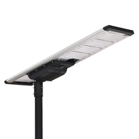 Lampe solaire LED de rue tout-en-un intégrée 100 Watts DC, étanche IK10 IP66, batterie LiFePO4, angle de faisceau 140°, éclairage routier