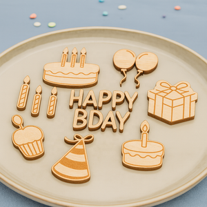 Decoración de mesa de fiesta de cumpleaños PAFU, caja de regalo de globo de pastel, decoración de dispersión, confeti de mesa de Feliz Cumpleaños de madera - Product Image 1