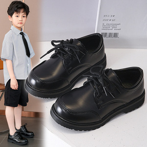 Boys British Style Leather <b>Shoes</b> 2026 New Spring Autumn Black <b>Soft</b> Sole Kids School Uniform <b>Shoes</b> For Primary Students - Product Image 2