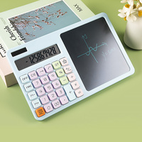 Calculatrice de bureau multifonctionnelle 2 en 1 avec bloc-notes, alimentation par piles et énergie solaire, rose, cadeau de bureau
