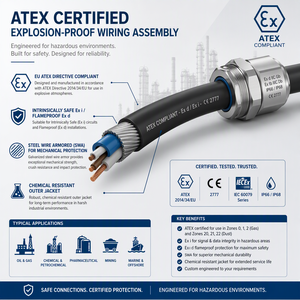 Rangkaian Kabel Tembaga Berlapis Timah untuk Lingkungan Berbahaya ATEX Zona 0, Konduktor Tembaga Berlapis Timah, Logam Berat, Bentuk Bundar - Product Image 3