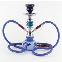 Ensemble Chicha Arabe Complet avec Deux Tuyaux, Base Métallique Givrée, Bol en Verre à Motif Chameau – Chicha la Plus Vendue pour Bars