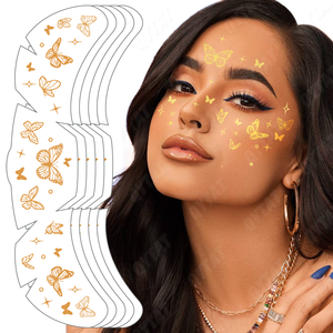 Customized Metallic Waterproof Speckles Makeup Patches Silver Gold <strong>Star</strong> Butterfly Sprinkles Glitter Freckles Tattoos Face - Product Image 6