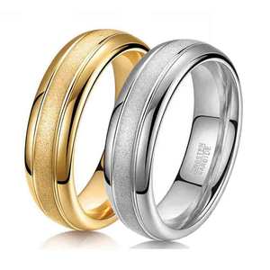 <b>Tungsten</b> Carbide Ring 6mm Frosted Finish Geometric Design Wedding Band Unisex Jewelry - Product Image 1