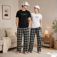 Ensemble de vêtements de détente en flanelle à carreaux personnalisés en 3 pièces, pantalon, t-shirt, casquette de baseball, pyjama familial assorti, vêtements de nuit confortables pour l'hiver