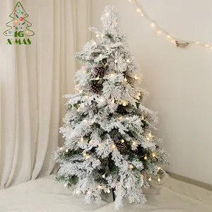 KG Arboles de navidad con luces 5ft 6ft PE Snowy Flocked Lights Arbre de Noël artificiel pour la décoration intérieure