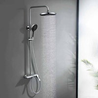 Système de douche moderne Maestro Piano-Key en chrome AOWE-HY-0501, corps en laiton, valve en céramique, pluie thermostatique, barre coulissante à poignée unique
