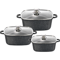 Ensemble de casseroles noires en aluminium moulé sous pression avec revêtement céramique antiadhésif, compatible induction, passe au lave-vaisselle, couvercle en verre, ustensiles de cuisine écologiques