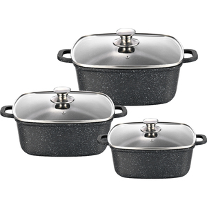 Ensemble de casseroles noires en aluminium moulé sous pression, antiadhésives, compatibles avec toutes les plaques de cuisson, ustensiles de cuisine écologiques, vente en gros - Product Image 5