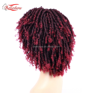 de <span class=keywords><strong>rastas</strong></span> <span class=keywords><strong>pelo</strong></span> 6 pulgadas peluca Ombre negro insecto Crochet trenzas pelucas sintéticas resistentes al calor pelucas cortas - Product Image 5