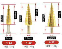 Usine de haute qualité HSS 4241 cannelure droite triangle tige cône titane embouts étagés perceuse multifonctionnelle