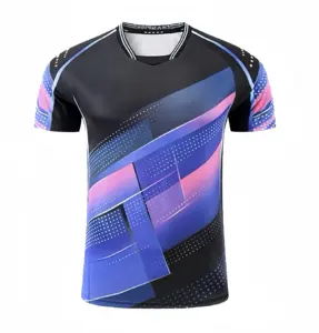 Sublimation T-Shirt Custom Designs Design Quality Absorb Sweat Short Sleeve Shirt Cheap Quick Dry Polyester Badminton Jersey