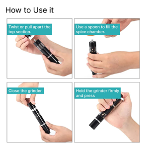 New Design Hot Selling Stainless Steel Mini One Handed Thumb Press Salt and Pepper Dry Spice <b>Mill</b>/Grinder Se Pepper Grinder - Product Image 2