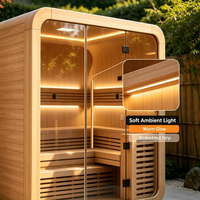 Cabine de sauna extérieure en bois avec banc et poêle infrarouge pour jardin