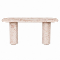 Table d'appoint en marbre rose, console d'entrée, bar sur mesure, mobilier de luxe en pierre pour salon et hôtel