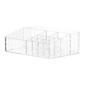 Clear <b>Acrylic</b> Pen Holder Organizer 24.2x17.6x8 Cm Square Desk <b>Storage</b> for Office and Home - ZAA CV-8042 Plastic Pencil Tray - Product Image 1