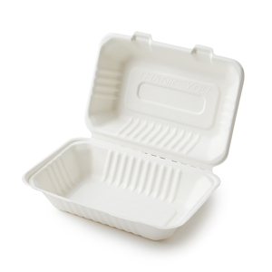 450ml サトウキビバガス製 使い捨てランチボックス フタ付き 惣菜容器 バーガーケース - Product Image 6