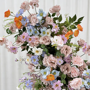 Arco Floral Realista de Seda Mixta Naranja y Lavanda, Decoración Moderna Hecha a Mano para Jardín, Boda, Regreso a Clases - Product Image 3