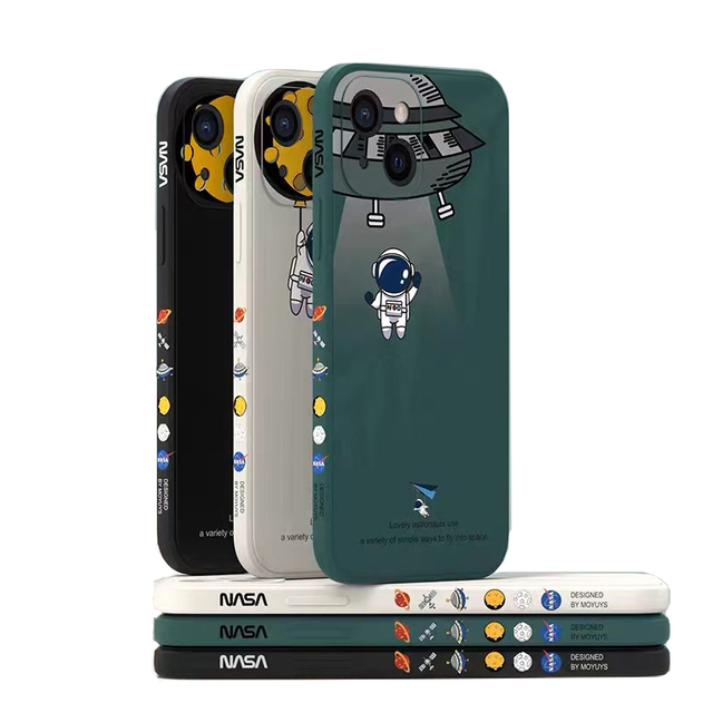 NASA Astronaut Print Silicone Phone Case for iPhone 16 Case NASA Space IMD Side Print Phone case for iPhone 16 Pro Max
