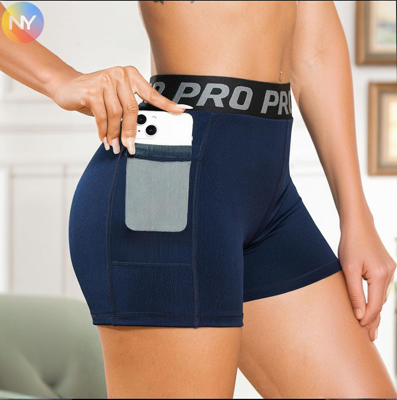 Women's High Waisted High Waisted Stretchy Yoga Shorts with Side Pockets Quick Dry Workout Biker Quick Dry Running Shorts