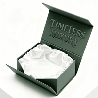 Boîte pliable rigide avec insert en satin blanc et logo personnalisé en relief, emballage haut de gamme pour bijoux, montres et accessoires de mode