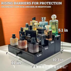 Cross-border wooden multi-layer perfume display rack, tiered cosmetic <b>storage</b> rack, desktop with <b>drawers</b>, solid wood jewelry - Product Image 5