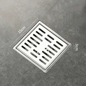Hot Sale 150*150mm Stainless Steel 304 Bathroom Square Floor Drain Shower Strainer with Removable Cover